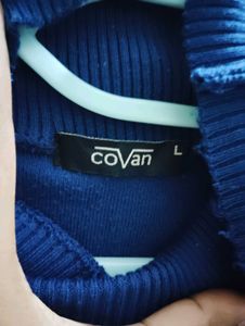 Blue Turtleneck Top