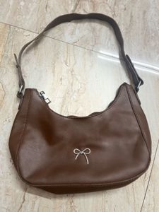 Brown Shoulder Bag with Bow Detail