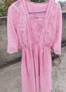 Pink Floral Print Dress(Unused)
