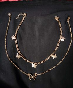 Brownz Butterfly Layered Necklace