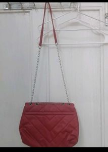 Burgundy Quilted Chain Bag