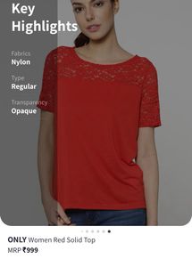 ONLY Women Red Solid Top