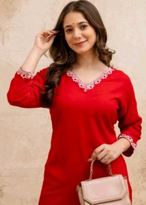 Red Straight Kurti