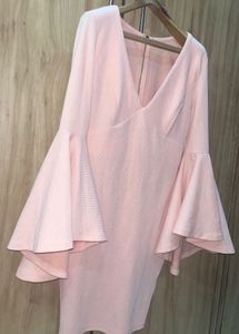 Pinkish Peach Flared Sleeve Dress