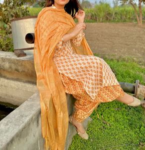 Mustard Printed Salwar Kameez
