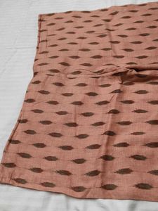 Peach Printed Embroidered Cotton Kurta Set