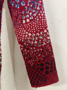 Red Patterned Knit Sweater