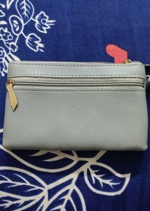 Gray Floral Hexagon Embroidery Pouch/ Purse