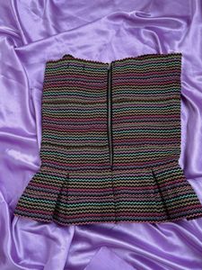 Retro Zigzag Peplum Top