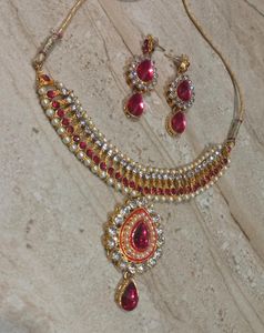 Dark pink gold plated necklace