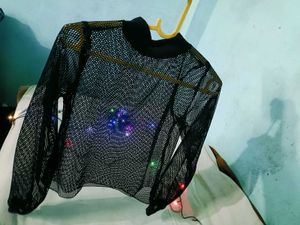 Black Mesh Long Sleeve Top