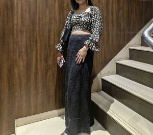Crop Top With Slit Skirt