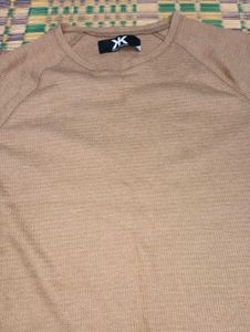 Casual Brown Knit T-Shirt