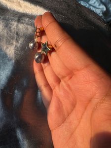 Star &amp; Pearl Drop Earrings