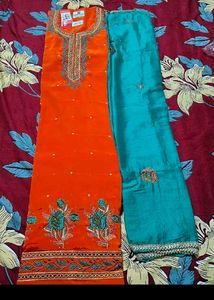 Elegant Orange Kurta Set Material