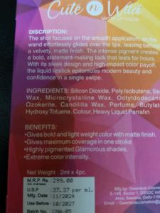 Cute n Wild Matte Lip Color - Red Edition