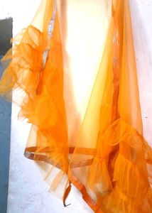 Orange Ruffle Dupatta