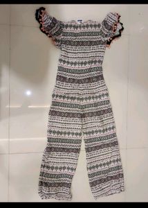 Trendy Pink &amp; Black Geometric Print Jumpsuit