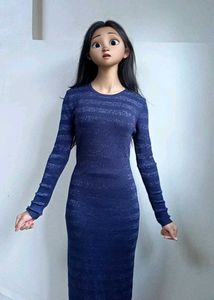 Navy Knit Midi Dress