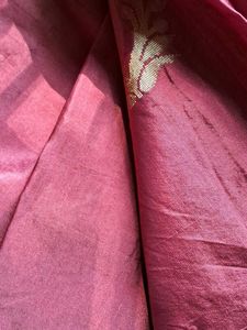 Rust Sari with Gold Floral Design