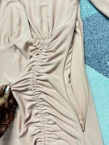 Blush Pink Ruched Bodycon Dress (ZARA)