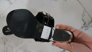 Sparkly Embellished Black Sandals