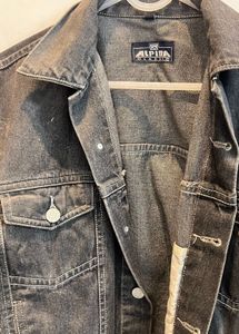 Vintage Washed Black Denim Jacket