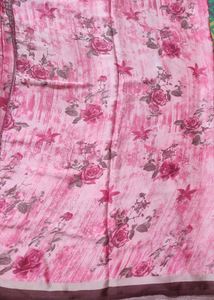Flowers Print Satin Saree