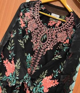 Black Embroidered Kurta Set