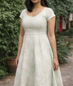 Mint Green Floral A-Line Dress