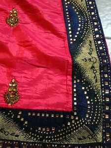 Elegant Pink Embroidered Saree