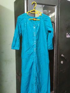 Teal Embellished Kurta Dual Colour Kurt