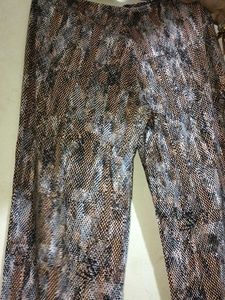 Snakeskin Print Wide Leg Pants