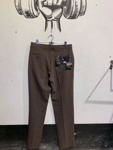 Striped Brown Casual Trousers