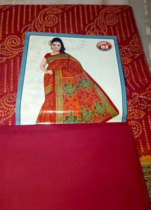 Red Printed Saree