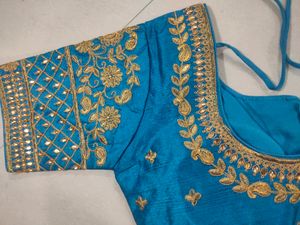 Turquoise Embroidered Blouse