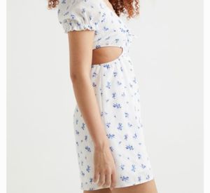 Cut Out Dress White/Blue Floral