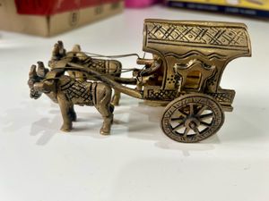 Vintage Brass Bull Cart Showpiece