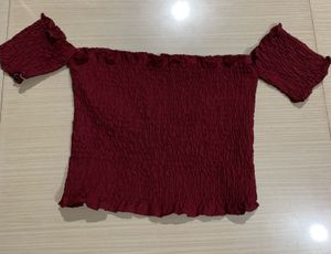Burgundy Off-Shoulder Top