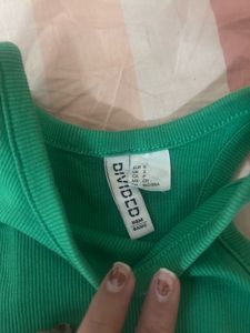 green racer back crop top