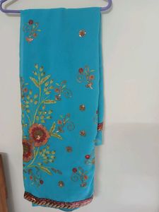 Casual Saree With Chumky Work Unused