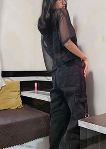 Black Cargo Pants Outfit with tank top