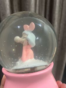 musical Cute Pink Bunny Snow Globe