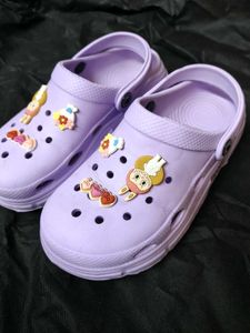 Women Purple Rubber Crocs with Charms