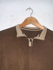 Aesthetic Brown Top With Collar