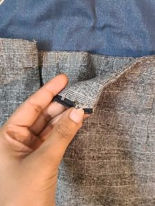 Gray Mini Skirt with Zipper Detail