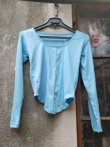 Light Blue Corset-Style Top