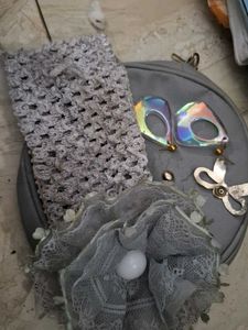 Iridescent Drop Earrings n bag and hair band ✨️