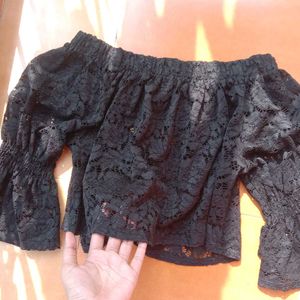Black Lace Off-Shoulder Top