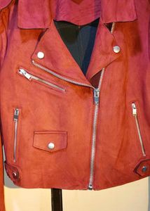 ONLY Red Suede Leather Jacket